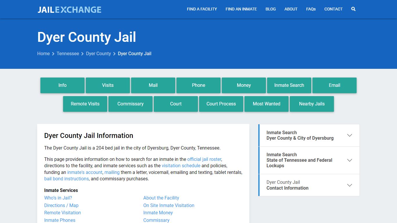 Dyer County Jail, TN Inmate Search, Information